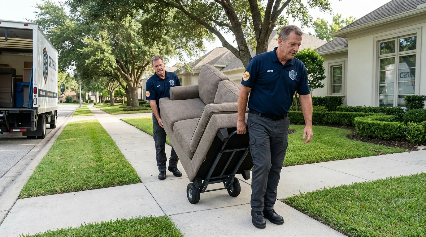 Local residential moving crew loading furniture in Yukon, OK